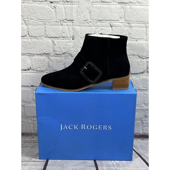 Jack Rogers Shoes - Jack Rogers‎ Izzie Suede Bootie Ankle Boot Black Women Size 8 M new